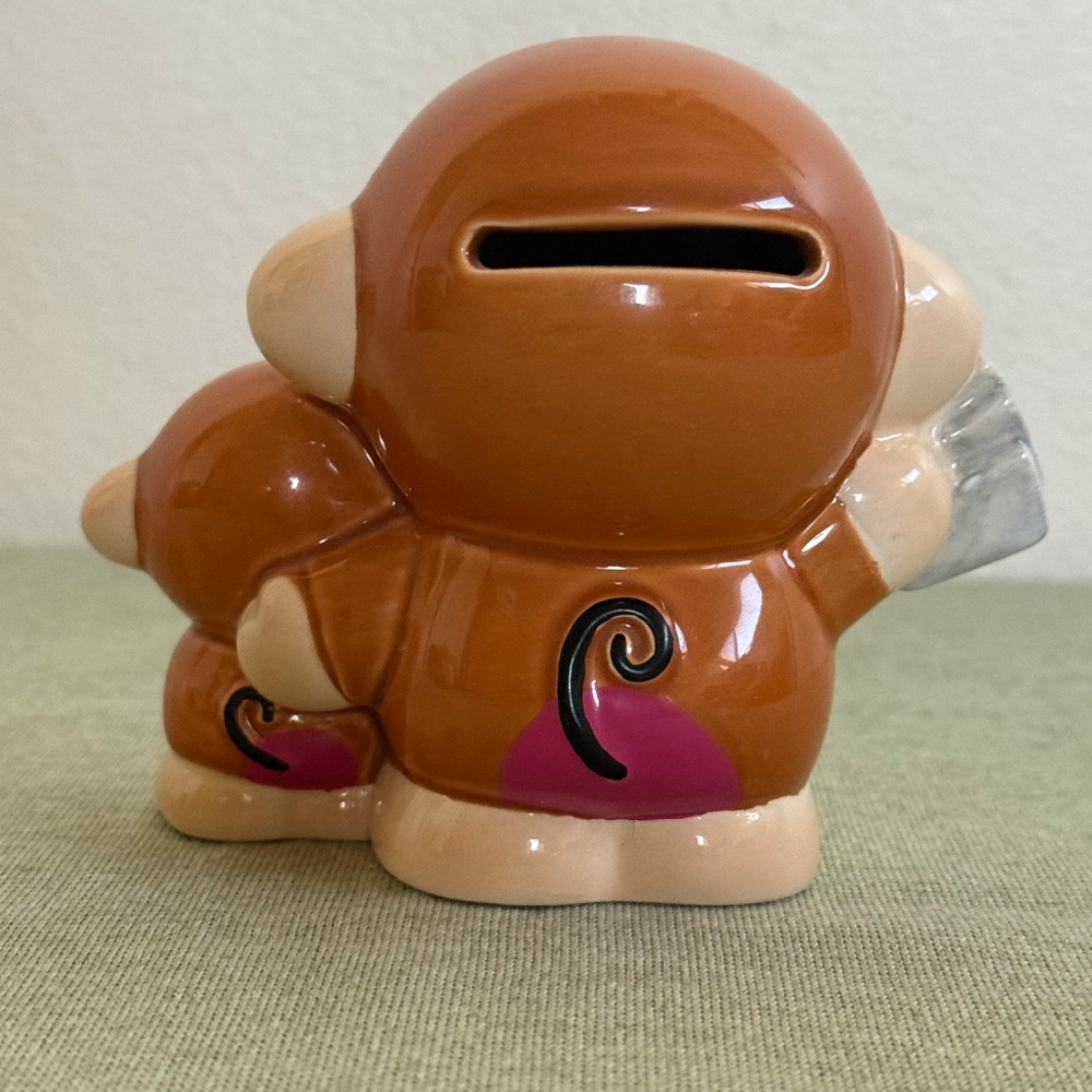Vintage 1990s Sanrio Monkichi and Baby Ceramic Piggy Bank - Picture 6 of 8